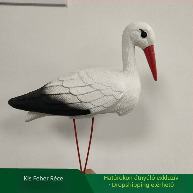 Pastorális stílusú PE madármodell dísz, blow molding technikával, fehér madár formájú