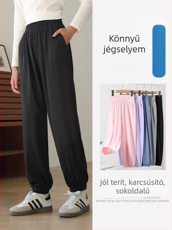 Lányoknak szóló casual nadrág, gyorsan szárad, napvédelem, poliészter 91,2%