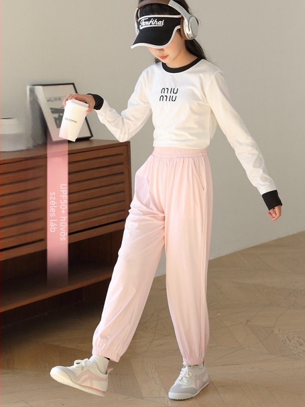 Lányoknak szóló casual nadrág, gyorsan szárad, napvédelem, poliészter 91,2%