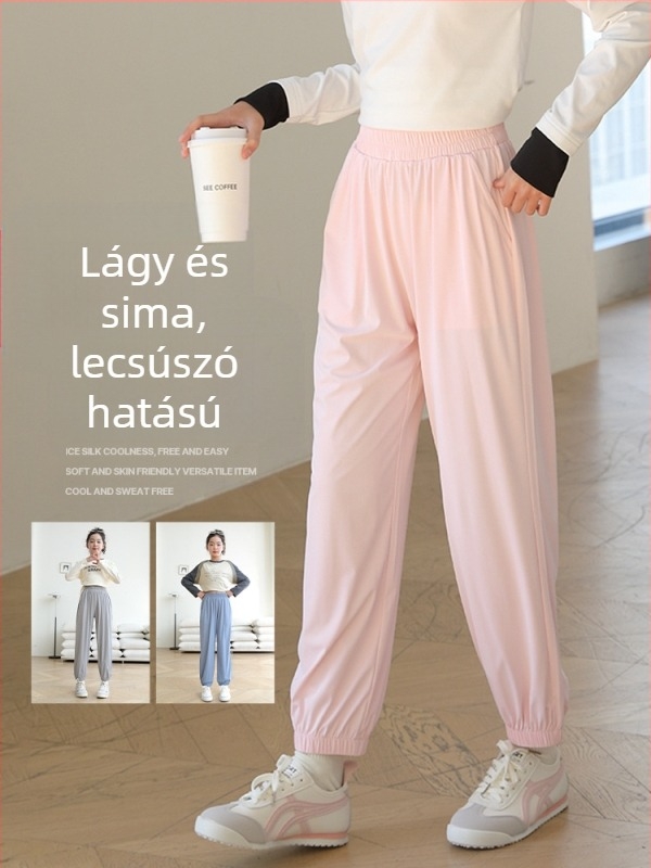 Lányoknak szóló casual nadrág, gyorsan szárad, napvédelem, poliészter 91,2%