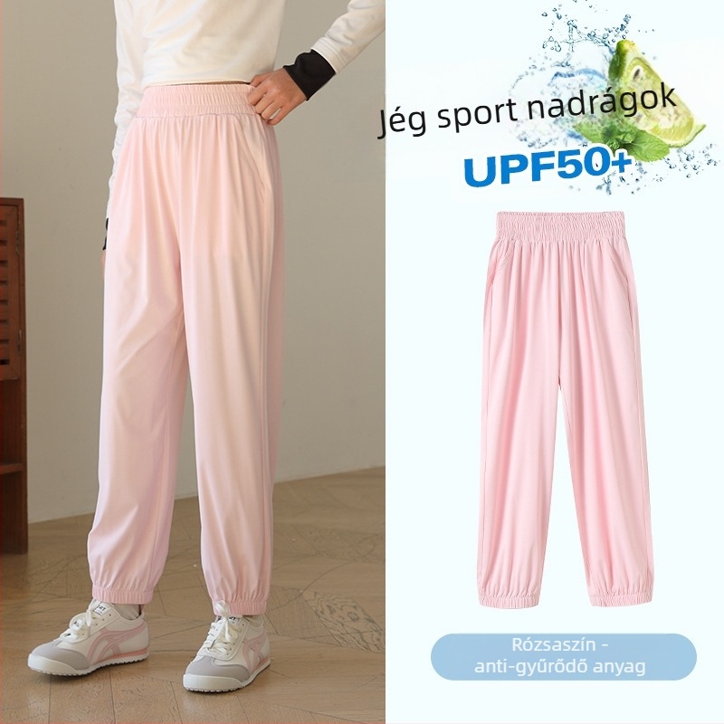 Lányoknak szóló casual nadrág, gyorsan szárad, napvédelem, poliészter 91,2%