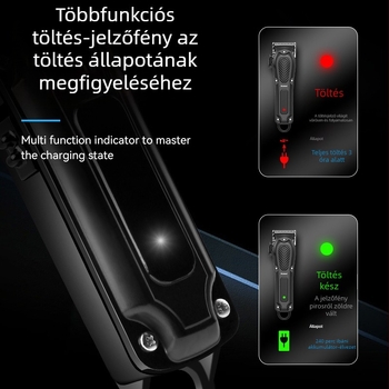 Kemei KM-1071 Professzionális elektromos hajvágó USB töltéssel, kefemotor, rozsdamentes acél vágófej, ABS ház, beépített akkumulátor 1200–2000 mAh, üzemidő 1–3 óra