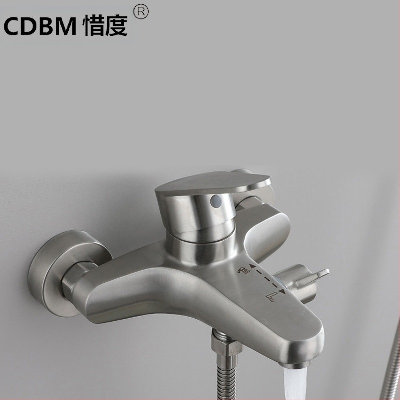 Kád-zuhany keverőcsap, rozsdamentes acél, falra szerelhető, kerámiás szeleppel, max. 90°C