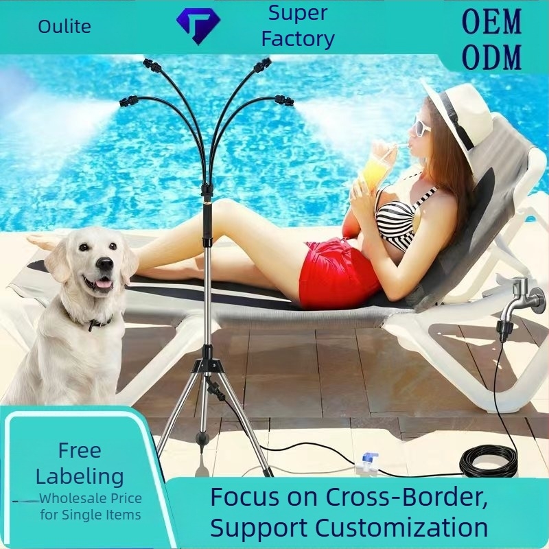 Állítható magasságú háromlábú alacsony nyomású permetező rendszer kültéri udvar hűtésére – PE mikropermetező készlet (0-80)