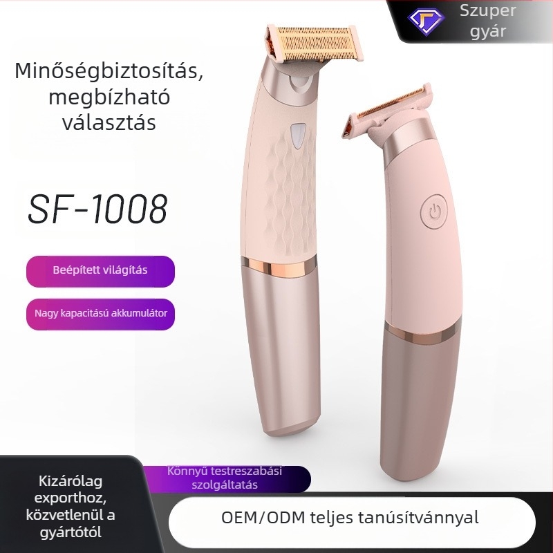 Női elektromos szőrtelenítő készülék – SF-1008, 18K arany bevonatú penge, Type-C interfész, USB-ről működik, DC motor, egész testen történő szőrtelenítés