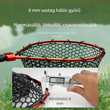 Összecsukható szilikon halászháló készlet – hordozható sporthorgászathoz nagyhalakhoz, háló mélysége 30–35 cm, vast szemű háló, nem zsugorodik