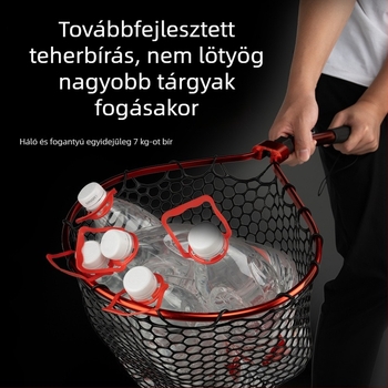 Összecsukható szilikon halászháló készlet – hordozható sporthorgászathoz nagyhalakhoz, háló mélysége 30–35 cm, vast szemű háló, nem zsugorodik