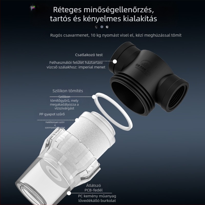 Csőbe épített előszűrő ivóvízhez – rozsdamentes acél szűrő, 1. szintű szűrés, mész- és üledék eltávolítása, cserélhető szűrőelem