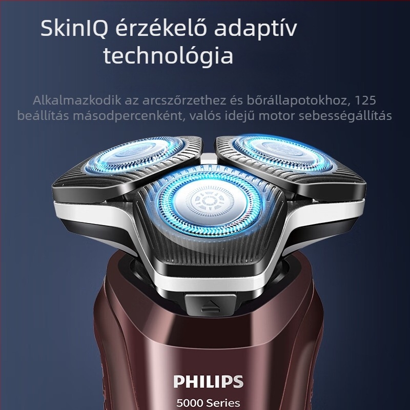 Philips elektromos borotva forgó fejű, 3‑fejes, nedves és száraz használatra, LED kijelző, beépített akkumulátor, körülbelül 60 perc üzemidő
