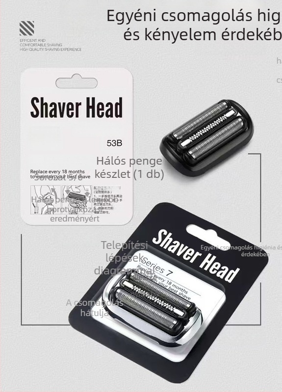 Braun Series 5 fejcsere készlet, kompatibilis a 52B/52S/73S és az 53B modellekkel.