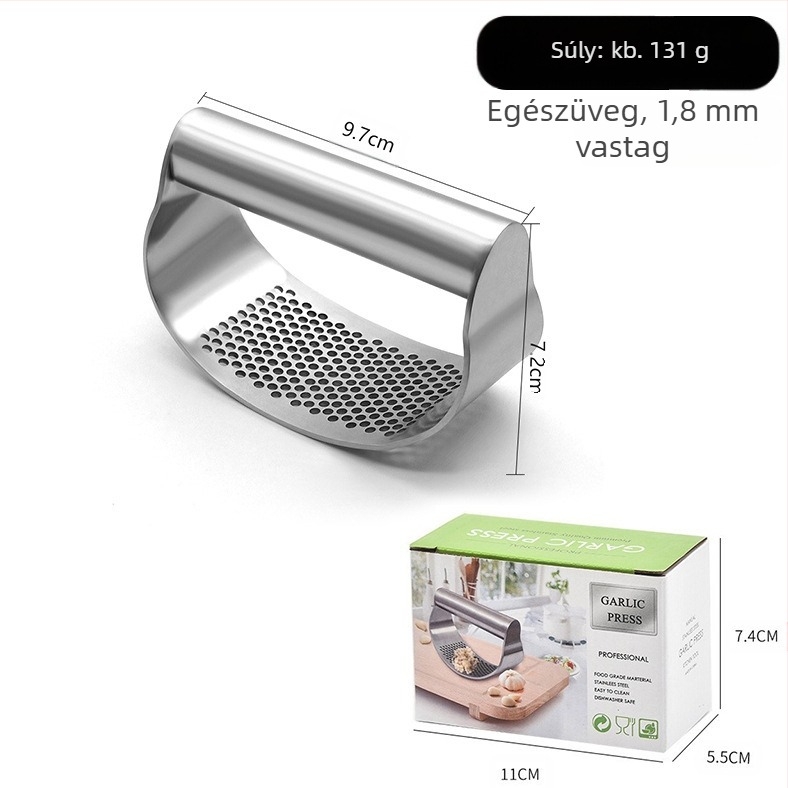 Fokhagyma prés – 304 rozsdamentes acél, többfunkciós, márka Pin Hengzuo, testreszabás és logó nyomtatás