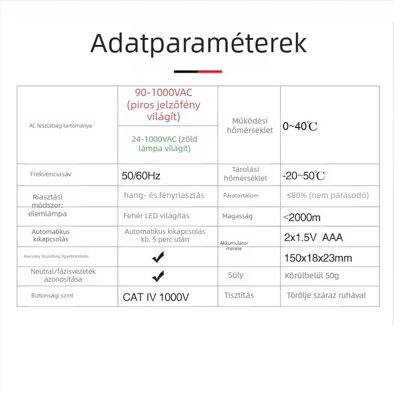 UT12D érintés nélküli feszültségvizsgáló – magas pontosság, elektroműszerészeknek, 24–1000 V