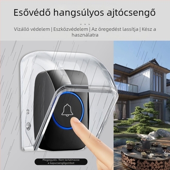 Vezeték nélküli ajtócsengő kültéri esőálló burkolattal és vízálló dobozzal — Modell E10, Cacazi márka