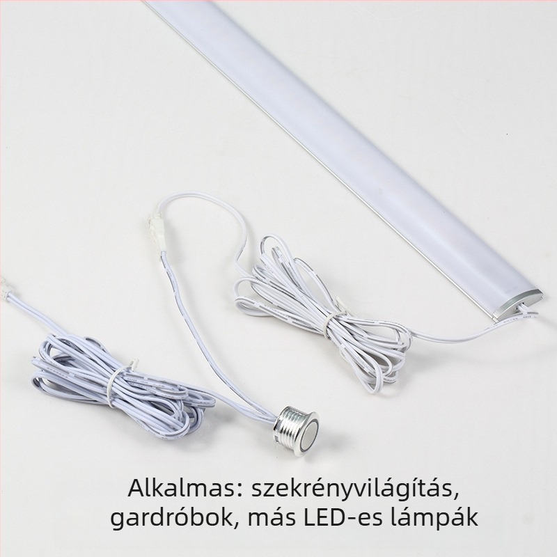 Konyhaszekrény intelligens szenzoros kapcsolóval, külső érintőfejjel és fényerő-szabályozással (12–24 V DC, állítható késleltetés)