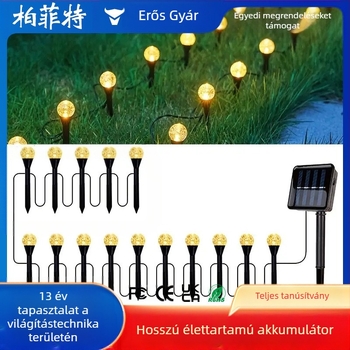 Buffett BFT-38 Napelemes kert LED sorfények, IP67 vízálló, virág alakú, testre szabható fényerő, gombos vezérlés