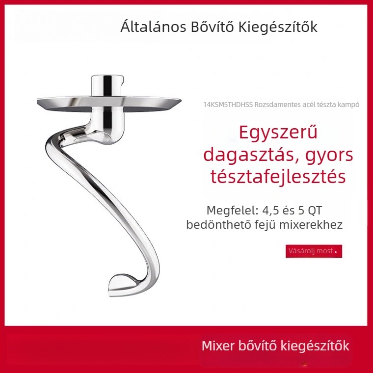 Konyhai mixer tartozékok: tojáshabverő és dagasztóhorog – kompatibilis a standmixerrel