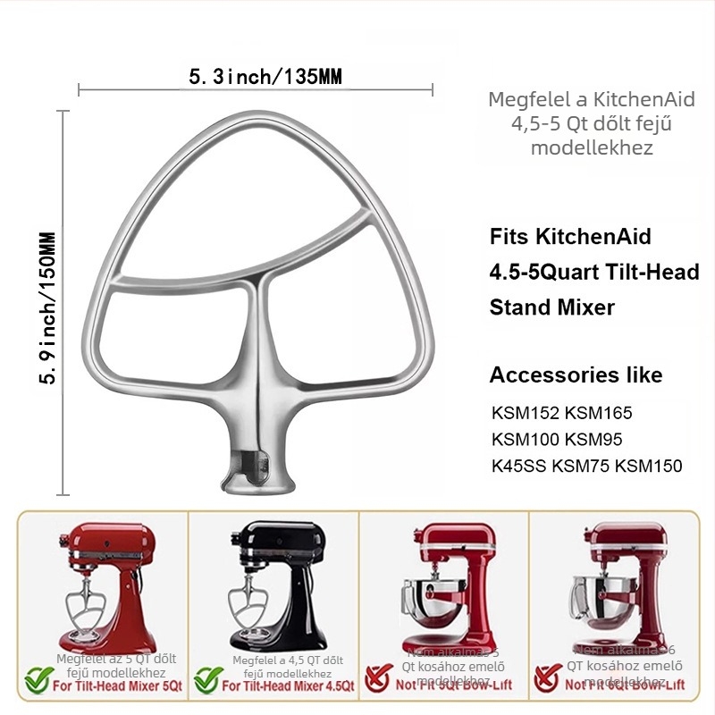 Konyhai mixer tartozékok: tojáshabverő és dagasztóhorog – kompatibilis a standmixerrel