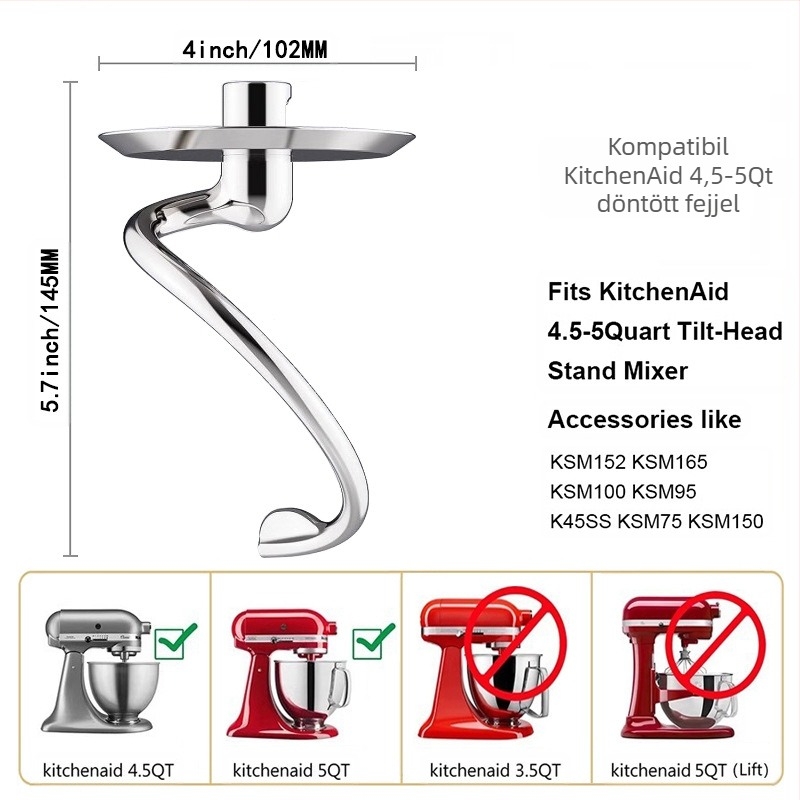 Konyhai mixer tartozékok: tojáshabverő és dagasztóhorog – kompatibilis a standmixerrel