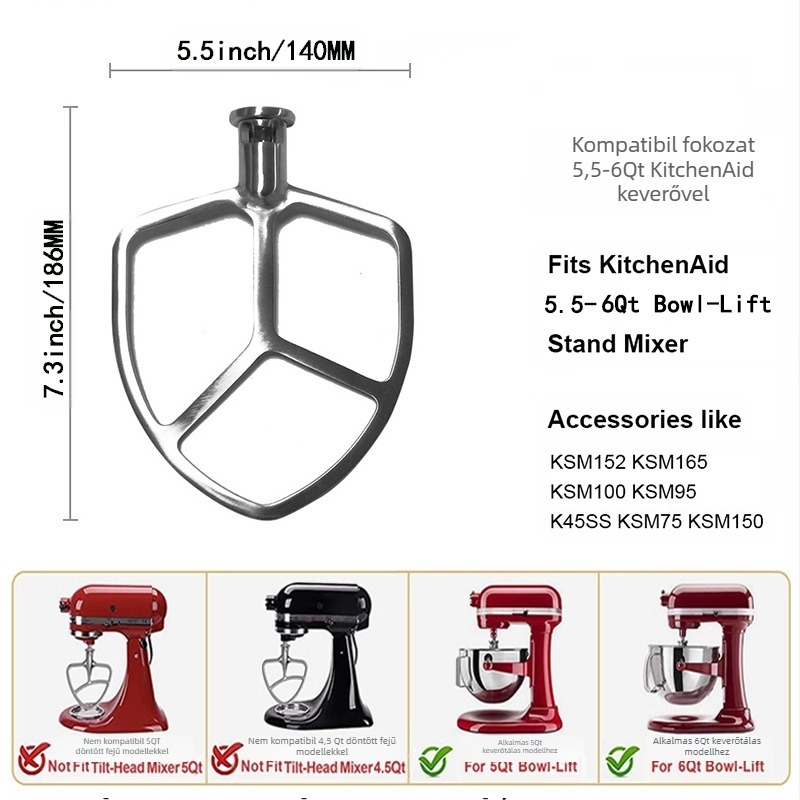 Konyhai mixer tartozékok: tojáshabverő és dagasztóhorog – kompatibilis a standmixerrel