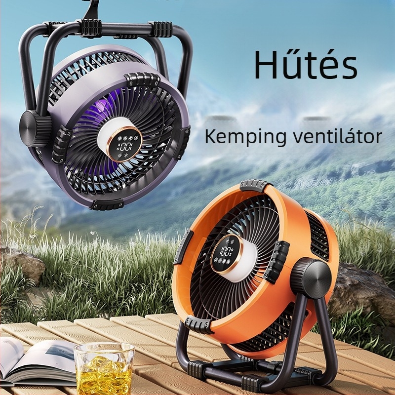 Hordozható USB ventilátor beépített 6000 mAh akkumulátorral, éjjeli világítással, távirányítóval és alkalmazásvezérléssel, brushless motor