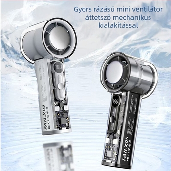 Kézi ventilátor félvezető hűtéssel és beépített 2000–4000 mAh akkumulátorral, brushless motor, zaj 36 dB alatt