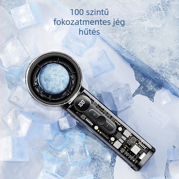 Kézi ventilátor félvezető hűtéssel és beépített 2000–4000 mAh akkumulátorral, brushless motor, zaj 36 dB alatt