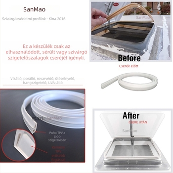 RV tetőventil tömítőszalag — LP0378, Sanmao; kompatibilis RV-modellekkel; típus: beépített és kifelé forduló; kiegészítő: tetőablak sapka