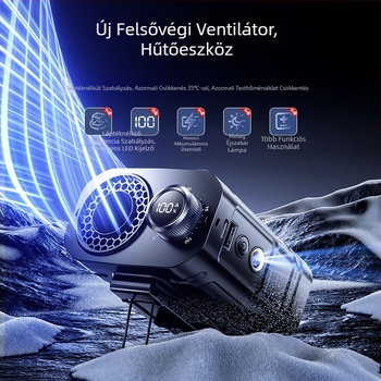 Derékszíj ventilátor beépített 6000mAh akkumulátorral, Digitális kijelző, Fokozatmentes szabályozás, Éjszakai fény, Újratölthető, Brushless motor