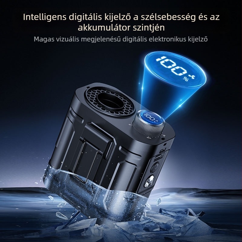 Derékszíj ventilátor beépített 6000mAh akkumulátorral, Digitális kijelző, Fokozatmentes szabályozás, Éjszakai fény, Újratölthető, Brushless motor