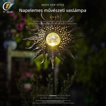 Kerti napelemes lámpa napraforgó motívummal – LED, 0–2W, 6–12 óra folyamatos világítás, indukciós kapcsoló