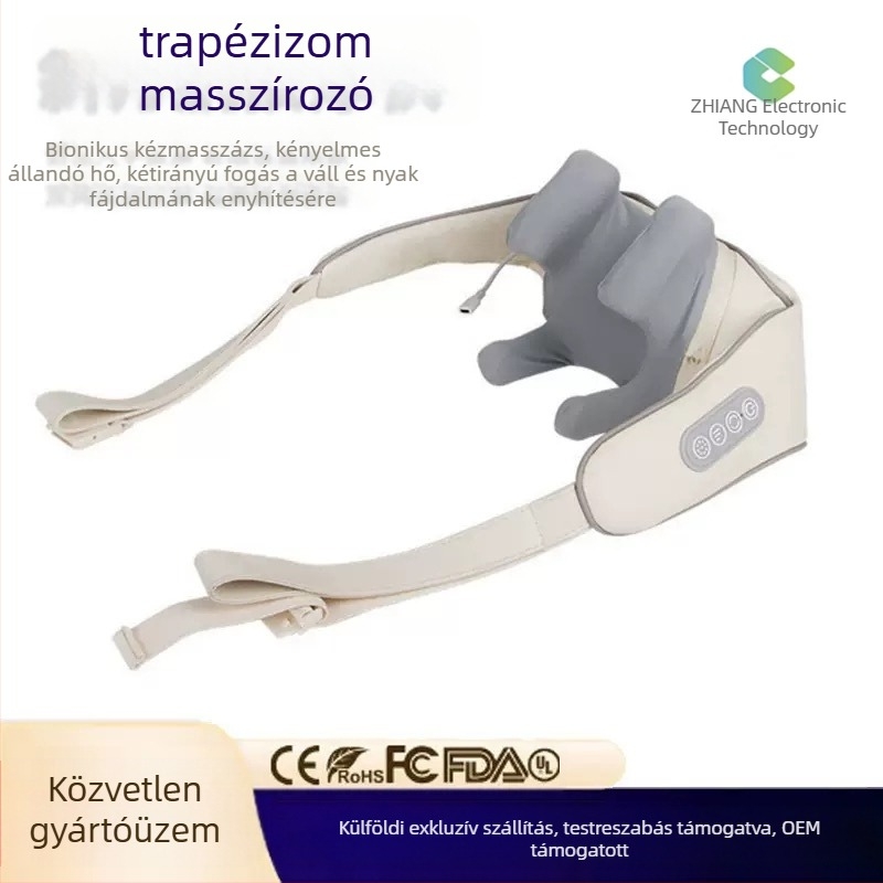 Váll- és nyakmasszírozó, 6 masszázsfejjel, USB-tápellátás, időzítő funkció, modell 002, bőrbarát felület