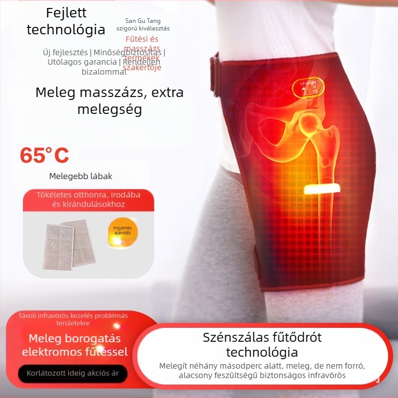 Csípőízületi fizioterápiás eszköz posztoperatív rehabilitációhoz — infravörös terápia, melegítő masszázs, Moxibustion, USB/AC tápegység, mechanikus vezérlés