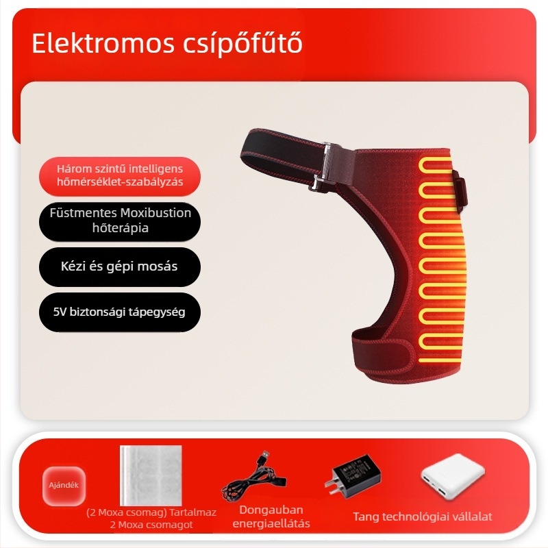 Csípőízületi fizioterápiás eszköz posztoperatív rehabilitációhoz — infravörös terápia, melegítő masszázs, Moxibustion, USB/AC tápegység, mechanikus vezérlés