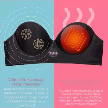 Youyueya Vezeték nélküli töltésű melltartó-masszírozó, infravörös fizioterápia, időzítő és vezetékes kézi vezérlés, USB/akkumulátor, 2022
