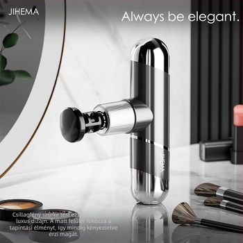 Kompakt percussiós masszírozó, kefemotor, 4 fej, 5+ sebesség, beépített 2000-4000 mAh akkumulátor (1-3 óra)