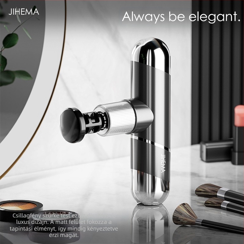 Kompakt percussiós masszírozó, kefemotor, 4 fej, 5+ sebesség, beépített 2000-4000 mAh akkumulátor (1-3 óra)