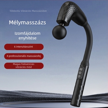 Kézi fascia masszírozó 4 fejjel, kefés motor, 5+ fokozat, beépített 1200–2000 mAh akkumulátor, alacsony zaj 36–45 dB