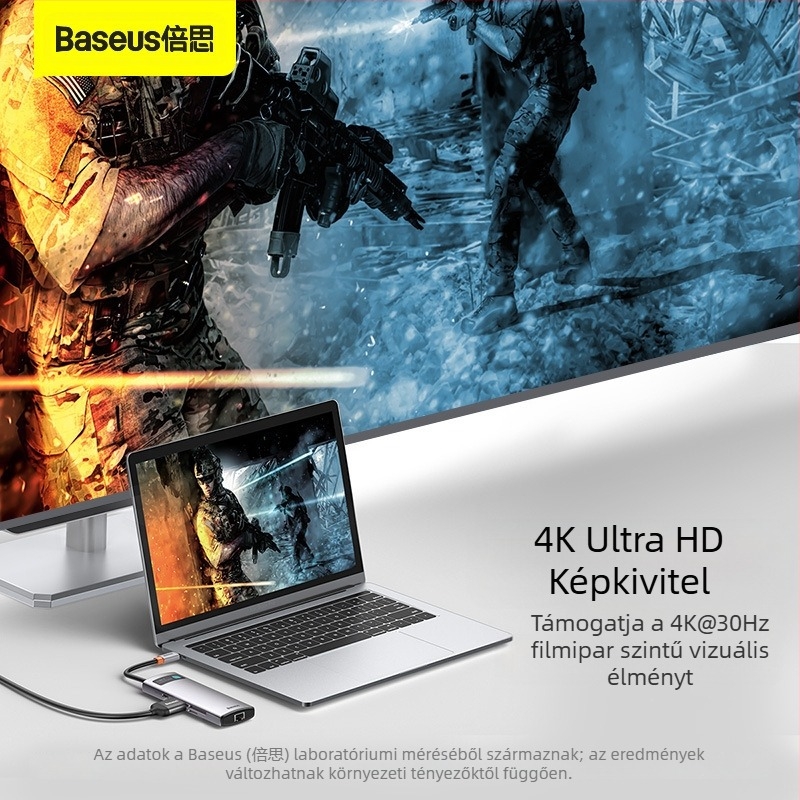 Baseus Metal Microlight Series 8-in-1 Type-C hub, USB 3.0, 0,25 m kábel, külső táp nélkül