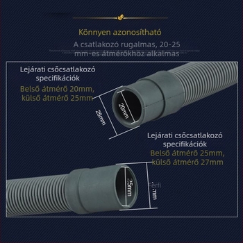 Huxin LMJD dupla egyenes mosógép leeresztő cső – PVC, névleges nyomás 2, működési hőmérséklet 20–40°C, beépített telepítés