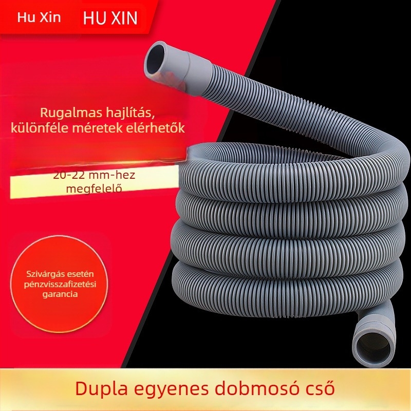 Huxin LMJD dupla egyenes mosógép leeresztő cső – PVC, névleges nyomás 2, működési hőmérséklet 20–40°C, beépített telepítés