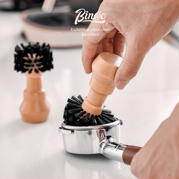 Bincoo tisztító ecset a kávéfőző gép fogantyújához – lótuszfa + PP + nylon, modern egyszerű stílus, kézi használat