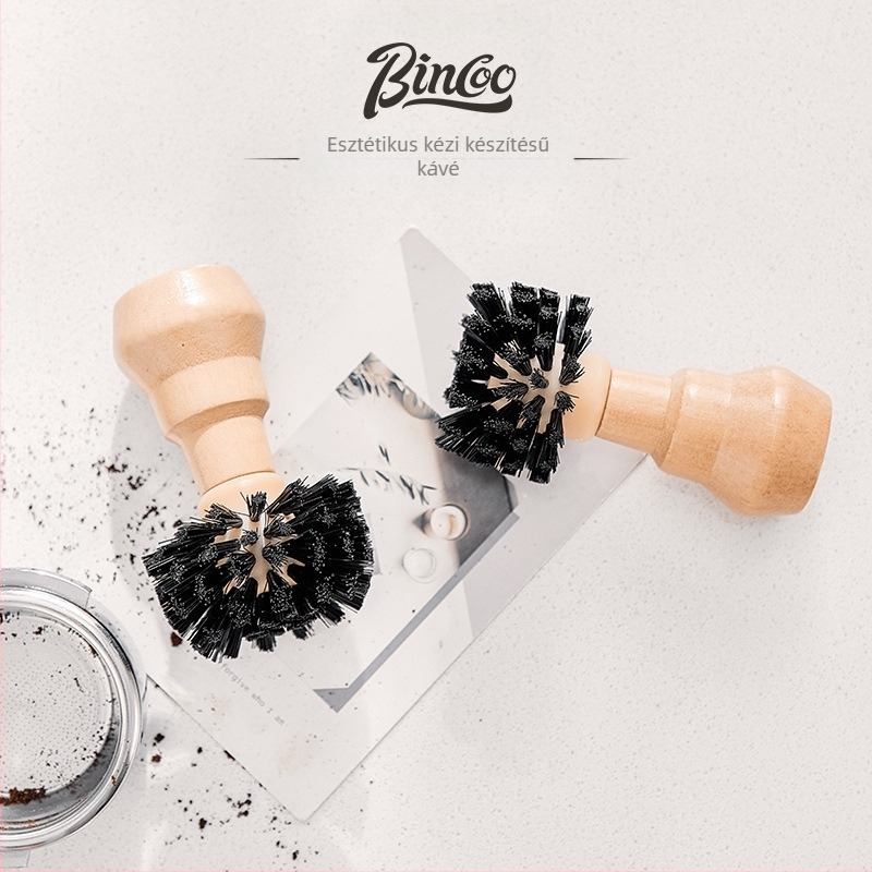 Bincoo tisztító ecset a kávéfőző gép fogantyújához – lótuszfa + PP + nylon, modern egyszerű stílus, kézi használat