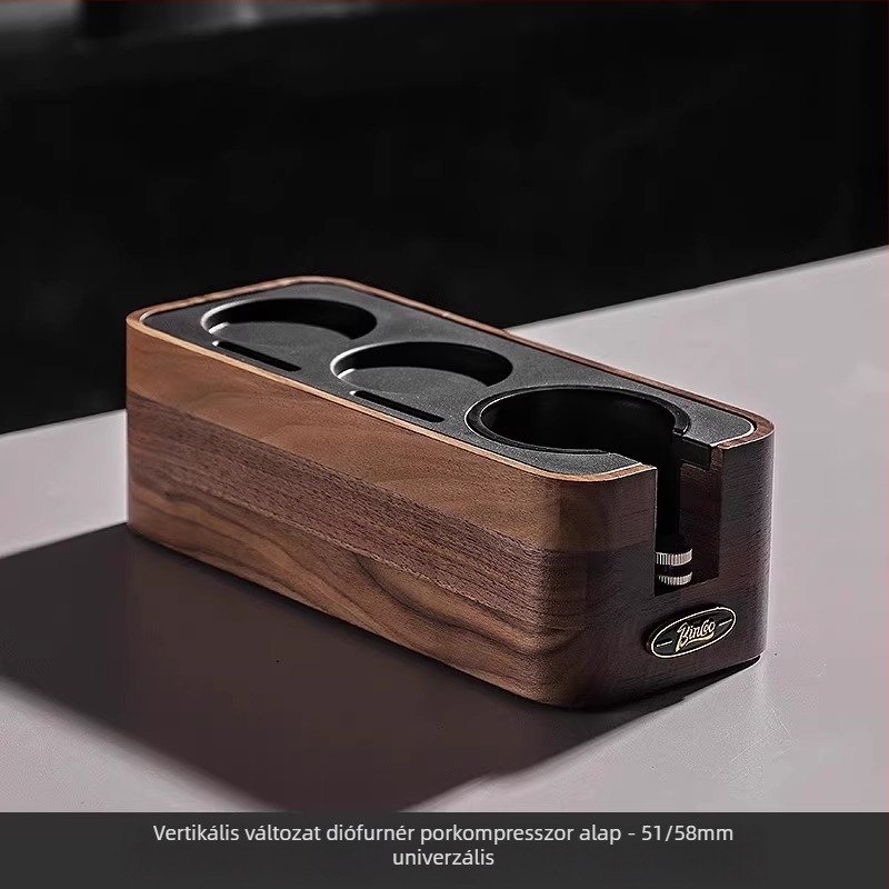 Bincoo kávépor nyomóalap diófából és 304 rozsdamentes acélból, porelosztó és kalapács – retró stílus