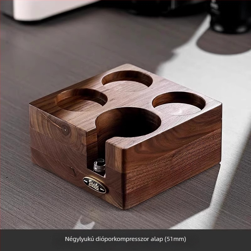 Bincoo kávépor nyomóalap diófából és 304 rozsdamentes acélból, porelosztó és kalapács – retró stílus