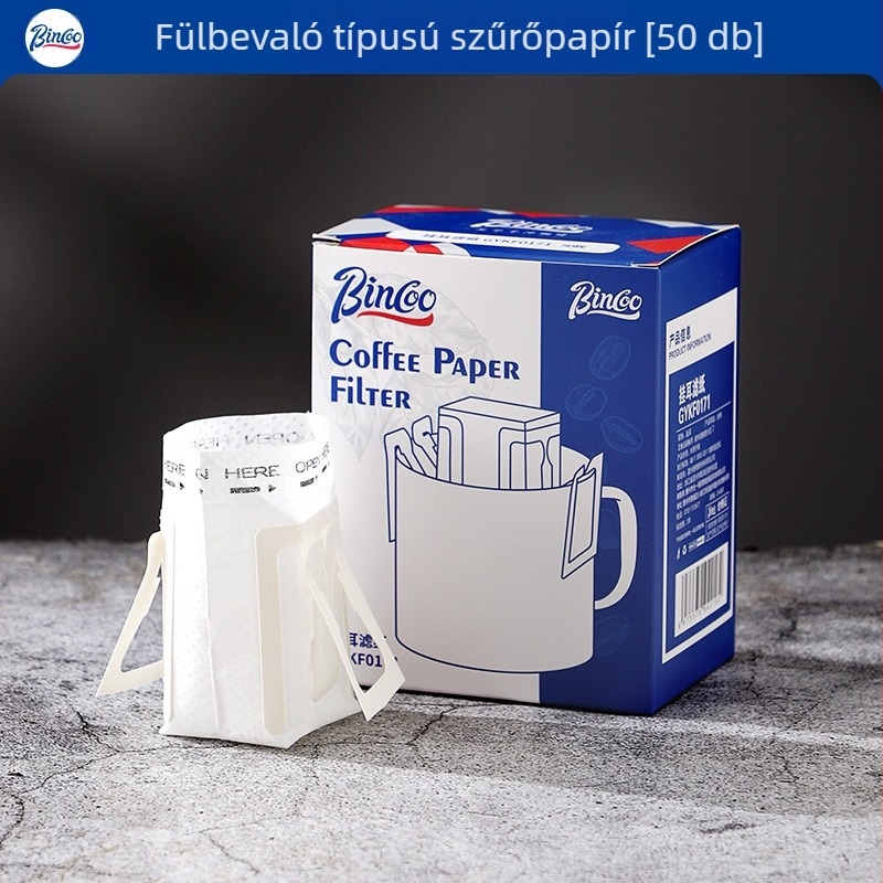 Bincoo Kávéfilter papír fa alakú, kör alakú, egyszer használatos, fa rostból, V60-hoz, kézzel készített kávéhoz