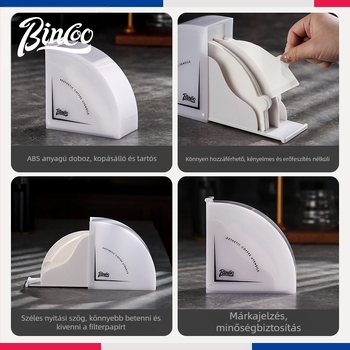 Bincoo ABS kávéfilter papírtároló V60-hez – papírfilter tartó, porvédő, otthoni és kávézói használatra