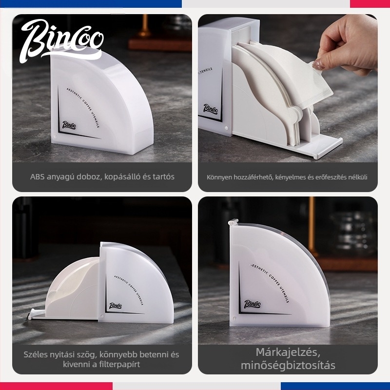Bincoo ABS kávéfilter papírtároló V60-hez – papírfilter tartó, porvédő, otthoni és kávézói használatra