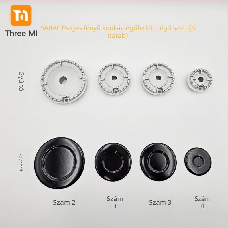 Vas fedél gáztűzhelyhez + lángelosztó készlet — telepítés kézi • Márka: threemi • Modell: Flat fire cover + flame distributor set • Nettó tömeg: 500 g