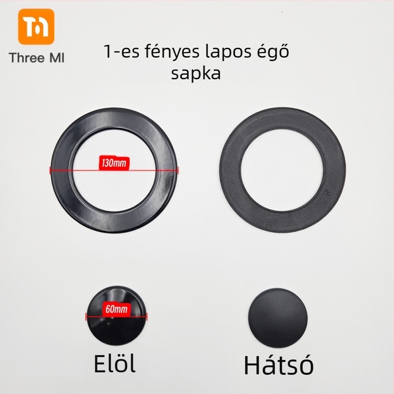 Vas fedél gáztűzhelyhez + lángelosztó készlet — telepítés kézi • Márka: threemi • Modell: Flat fire cover + flame distributor set • Nettó tömeg: 500 g