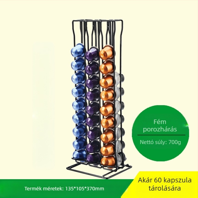 Nespresso kapszulatartó, 40 kapszula kapacitás, 360° forgó kijelző, bár/kávézó számára